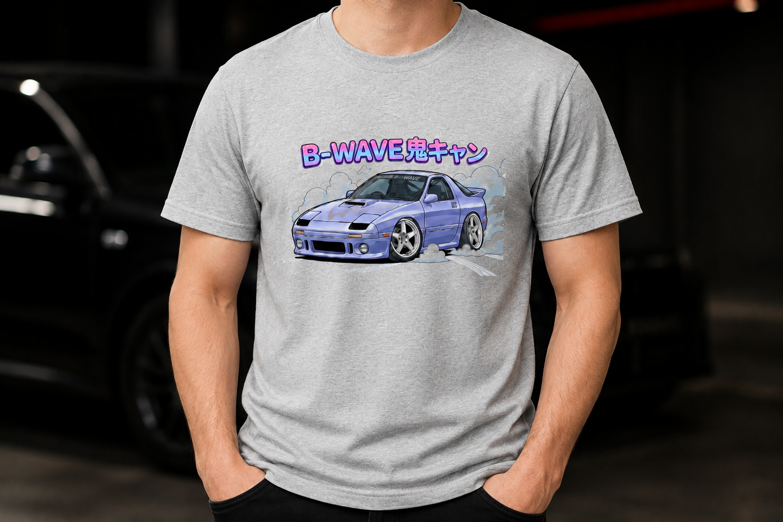 B-WAVE FC3S キャラクター Tシャツ Gray - 画像 (3)