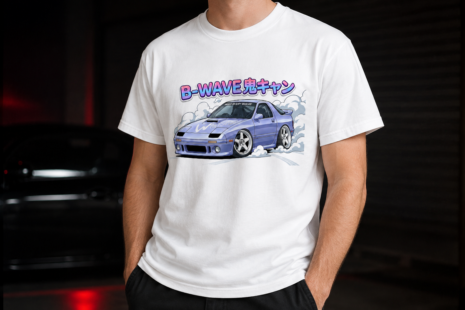 B-WAVE FC3S キャラクター Tシャツ White - 画像 (3)